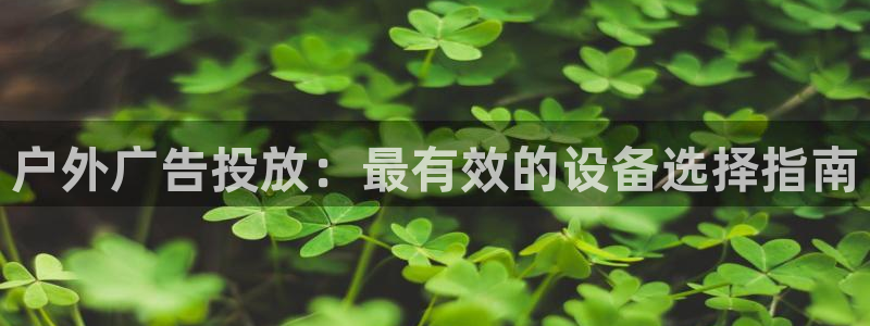 杏宇平台是什么：户外广告投放：最有效的设备选择指南