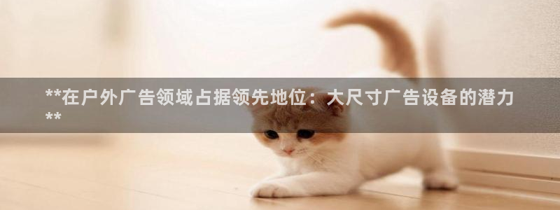 杏宇平台客服：**在户外广告领域占据领先地位：大尺寸广告设备的潜力
**