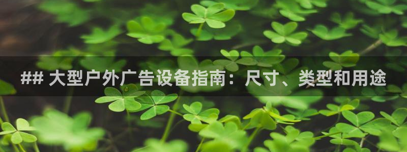 杏宇平台总代理是谁：## 大型户外广告设备指南：尺寸、类型和用途