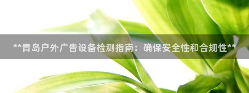 杏宇平台代理怎么赚钱：**青岛户外广告设备检测指南：确保安全性和合规性**
