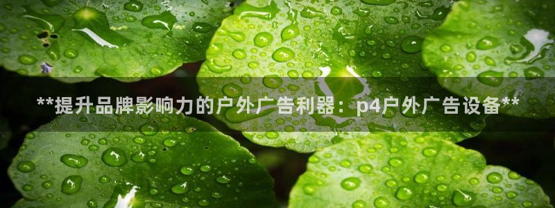 杏宇平台代理怎么赚钱：**提升品牌影响力的户外广告利器：p4户外广告设备**